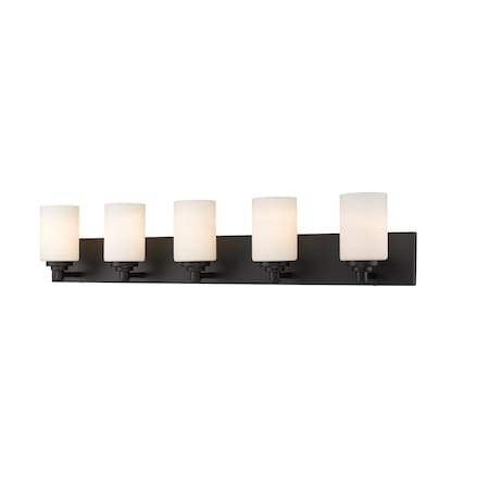 Z-Lite Soledad 5 Light Vanity, Matte Black & White 485-5V-MB